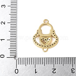 Brass Micro Pave Colorful Cubic Zirconia Heart Handbag Connector Charms&nbsp;KK-A252-21G