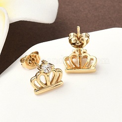 Brass Micro Pave Clear Cubic Zirconia Stud Earrings&nbsp;EJEW-D323-03G