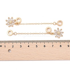Rack Plating Flower Brass Clear Cubic Zirconia European Safety Chains&nbsp;KK-F879-18G