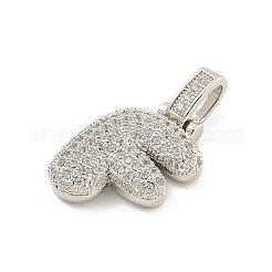 Brass Micro Pave Clear Cubic Zirconia Pendants&nbsp;KK-B099-01P-F
