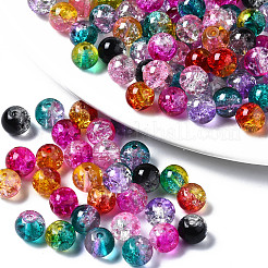 Transparent Crackle Baking Paint Glass Beads&nbsp;DGLA-N033-10