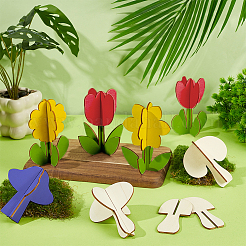 32Pcs 8 Styles Pine Plywood Ornaments&nbsp;AJEW-BC0009-75