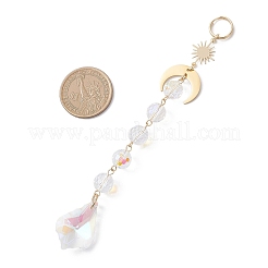 3Pcs Glass Teardrop Round Leaf Hanging Suncatchers Sets&nbsp;HJEW-JM04603-01