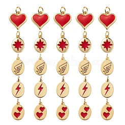 10Pcs 5 Style Real 18K Gold Plated Brass with Jump Rings Enamel Charms&nbsp;KK-LS0001-36