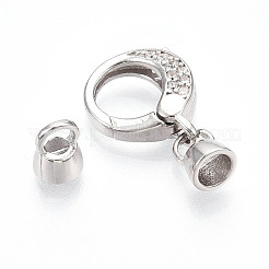 925 Sterling Silver Micro Pave Clear Cubic Zirconia Spring Gate Clasps&nbsp;STER-T008-153P