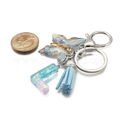 26Pcs Transparent Epoxy Resin & Transparent Acrylic & Faux Suede Tassel Keychain&nbsp;KEYC-JKC01202-12