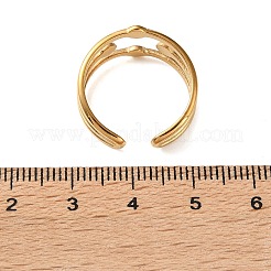 304 Stainless Steel Rhinestone Cuff Open Rings&nbsp;RB-CBAE630-01G-B