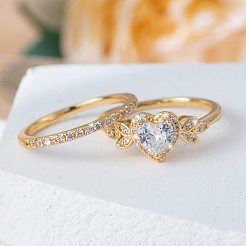 Alloy Micro Pave Cubic Zirconia Finger Rings Sets for Women&nbsp;FS-WGC007F-04
