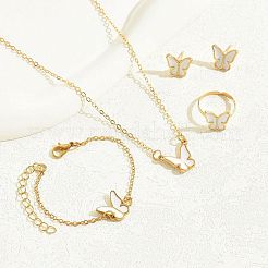 Butterfly Alloy Enamel Bracelets & Stud Earrings & Pendant Necklaces & Rings Sets for Women&nbsp;OE9237