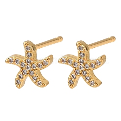 Brass Micro Pave Cubic Zirconia Stud Earrings for Women&nbsp;EJEW-F418-20G
