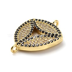 Brass Micro Pave Clear and Black Cubic Zirconia Triangle Connector Charms&nbsp;KK-L229-060G