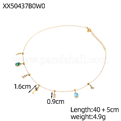 304 Stainless Steel Micro Pave Cubic Zirconia Bib Necklaces&nbsp;NJEW-OY002-55G
