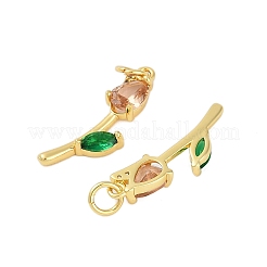 Rack Plating Brass Micro Pave Cubic Zirconia Pendants&nbsp;KK-R166-09G-03