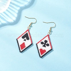 Handmade Glass Seed Beads Rhombus Dangle Earrings&nbsp;EJEW-MZ00631