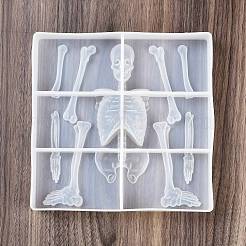 Skeleton Head and Body Skeleton Frame Silicone Mold for Halloween Series of Yu Meiren DIY Drop Glue Plaster Ornaments Grinding&nbsp;DIY-A054-15