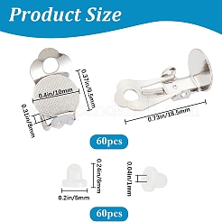 60Pcs Brass Clip-on Earring Settings&nbsp;KK-SP0001-12P