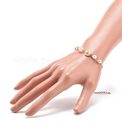 Clear Cubic Zirconia Moon and Star Link Bracelet with Brass Chains&nbsp;BJEW-JB08789