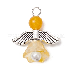 Pearlized Glass Pearl Bead Pendants&nbsp;PALLOY-JF03205-03