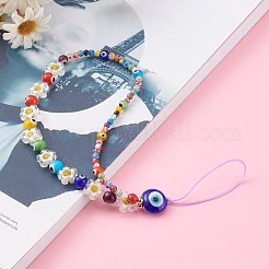 Evil Eye Lampwork Beaded Mobile Straps&nbsp;HJEW-JM00433