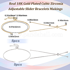 10Pcs 2 Colors Brass Slider Bracelets Making&nbsp;MAK-BBC0001-03