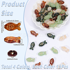 60Pcs 4 Colors Glass Beads&nbsp;GLAA-SC0003-46