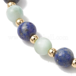 Natural Lapis Lazuli and Glass Round Beads Stretch Bracelets for Women Men&nbsp;BJEW-JB13516