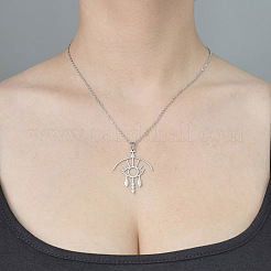 Non-Tarnish 201 Stainless Steel Hollow Eye Pendant Necklace&nbsp;NJEW-OY001-84