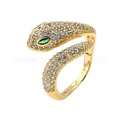 Brass Micro Pave Clear Cubic Zirconia Open Cuff Rings&nbsp;RJEW-R022-01G