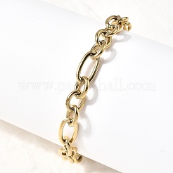 304 Stainless Steel Figaro Chains Bracelet for Women&nbsp;BJEW-Z140-03G