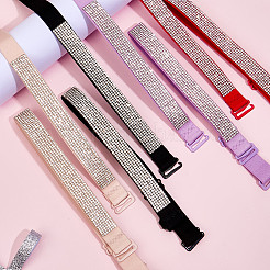 4 Pairs 4 Colors Polyester Rhinestone Non-slip Bra Straps&nbsp;FIND-CY0001-27