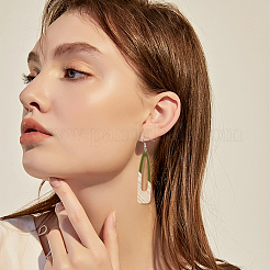 4 Pair 4 Color Resin & Wood Dangle Earrings&nbsp;EJEW-AB00042