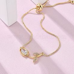 Brass Micro Pave Clear Cubic Zirconia Slider Bracelets&nbsp;BJEW-C089-05G