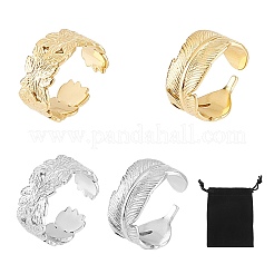 4Pcs 4 Style Ion Plating(IP) 304 Stainless Steel Cuff Rings&nbsp;STAS-UN0032-84