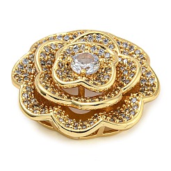 Rack Plating Brass Pave Clear Cubic Zirconia Flower Multi-Strand Links&nbsp;KK-Z063-16G