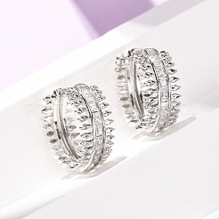 Brass Micro Pave Clear Cubic Zirconia Hoop Earrings&nbsp;EJEW-D351-09P