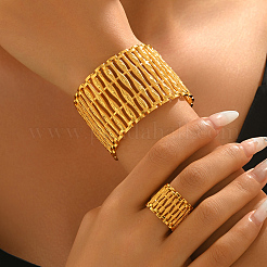 Elegant Alloy Hollow Cuff Bangle & Ring Set&nbsp;YH4609