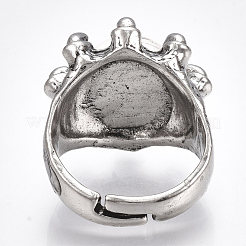 Adjustable Alloy Glass Finger Rings&nbsp;RJEW-T006-03B