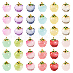 24Pcs 12 Colors Transparent Glass Apple Pendants&nbsp;DGLA-TA0001-35