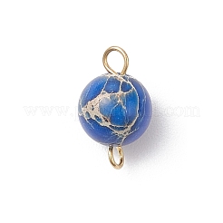Dyed Natural Imperial Jasper Round Connector Charms&nbsp;PALLOY-JF04248-02