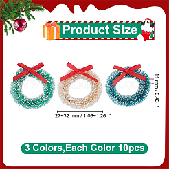 30Pcs 3 Colors Polyester & Hemp Sisal Christmas Wreath Hanging Decorations&nbsp;HJEW-WR0001-22A