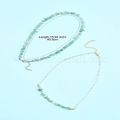 Natural Red Aventurine & Green Aventurine & Amethyst & Rose Quartz & Synthetic Turquoise Chips Beaded Necklaces&nbsp;NJEW-FS00013