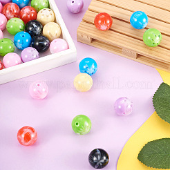 70Pcs 7 Colors Flower Opaque Resin Beads&nbsp;RESI-TA0001-55