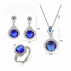 Flat Round Brass Micro Pave Cubic Zirconia Stud Dangle Earrings & Pendant Necklaces & Rings&nbsp;FS-WG5AAF4-04