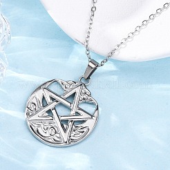 Viking Pentagram 304 Stainless Steel Pendant Necklaces&nbsp;NJEW-M096-01P