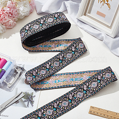 10 Yards Ethnic Style Polyester Jacquard Flower Ribbon&nbsp;OCOR-WH0078-185B