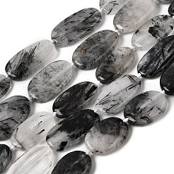 Natural Tourmalinated Quartz/Black Rutilated Quartz Beads Strands&nbsp;G-D365-C02