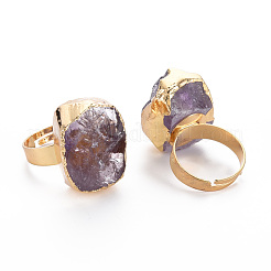 Adjustable Natural Amethyst Finger Rings&nbsp;G-S359-301
