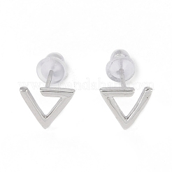 Anti-Tarnish Triangle Rhodium Plated 999 Fine Silver Stud Earrings for Women&nbsp;LS-EJEW-S215-22P