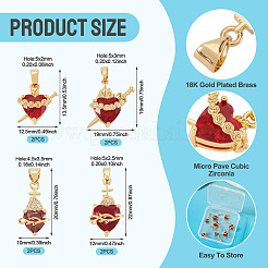 8Pcs 4 Styles Brass Micro Pave Cubic Zirconia Pendants&nbsp;KK-TA0008-62