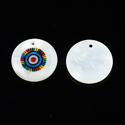 Printed Freshwater Shell Charms&nbsp;SHEL-T009-20B